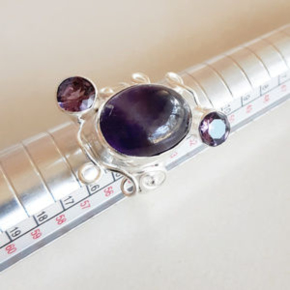 Sz 7 ~ Flirty Unique Whimsical! Eclectic Dark Amethyst Ring ~ Artisan Created - Picture 5 of 6